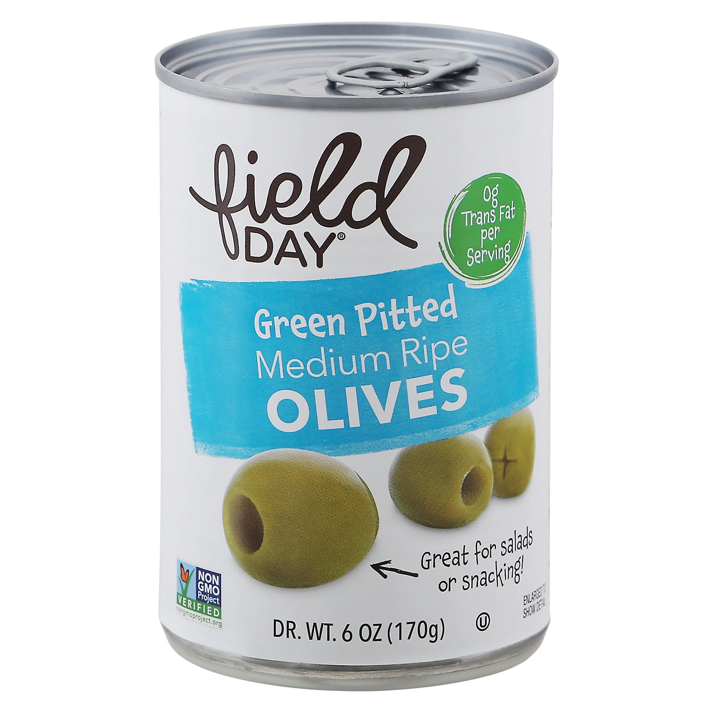 Field Day Medium Ripe Green Pitted Olives 6 oz Can