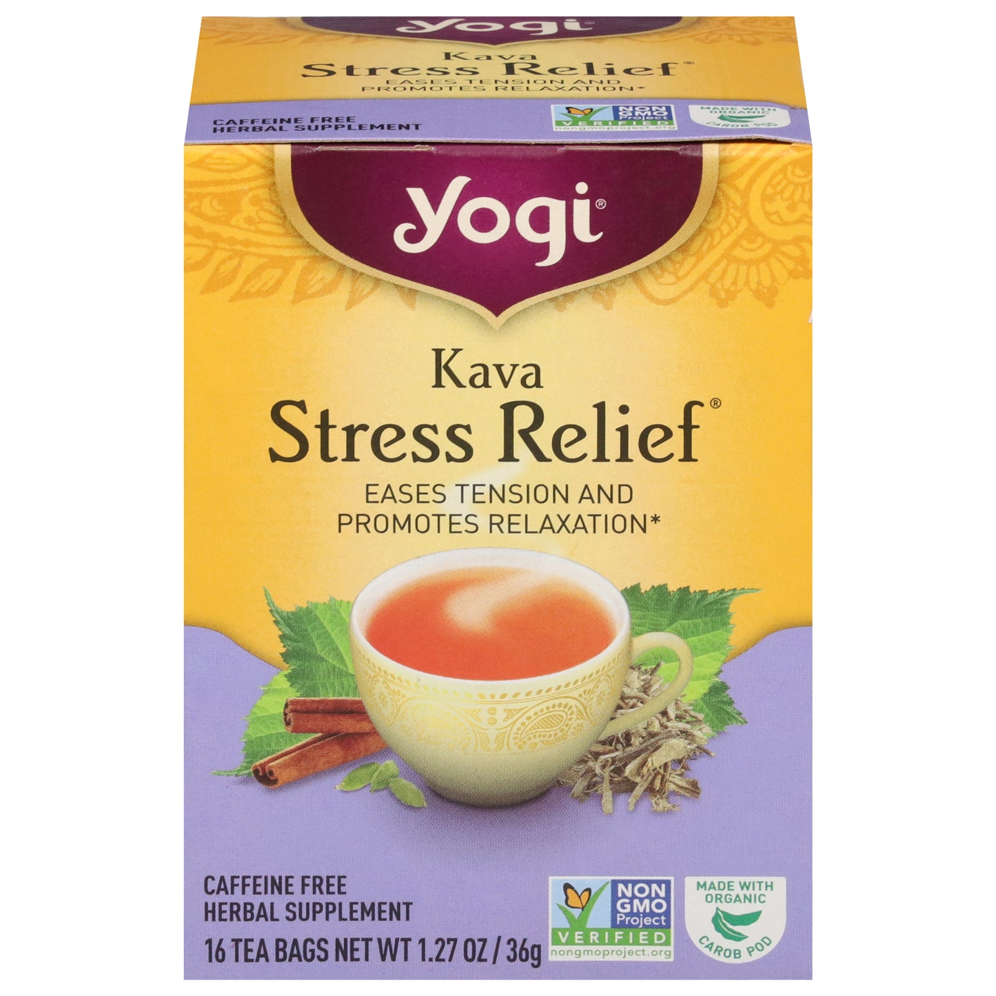 Yogi Caffeine Free Stress Relief Kava Herbal Supplement 16 Tea Bags