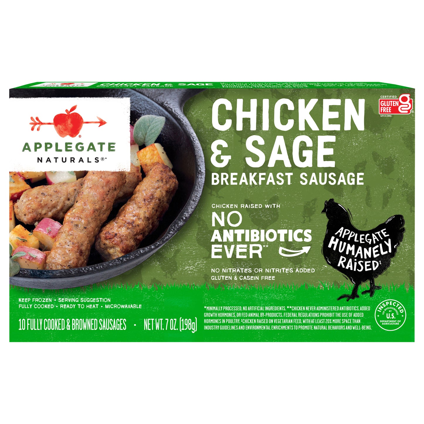 Applegate Natural Chicken & Sage Breakfast Sausage Links, 7oz (Frozen)