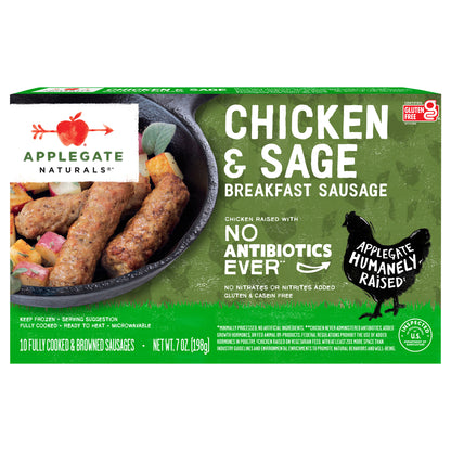 Applegate Natural Chicken & Sage Breakfast Sausage Links, 7oz (Frozen)
