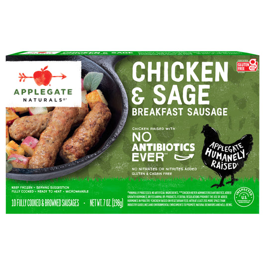 Applegate Natural Chicken & Sage Breakfast Sausage Links, 7oz (Frozen)