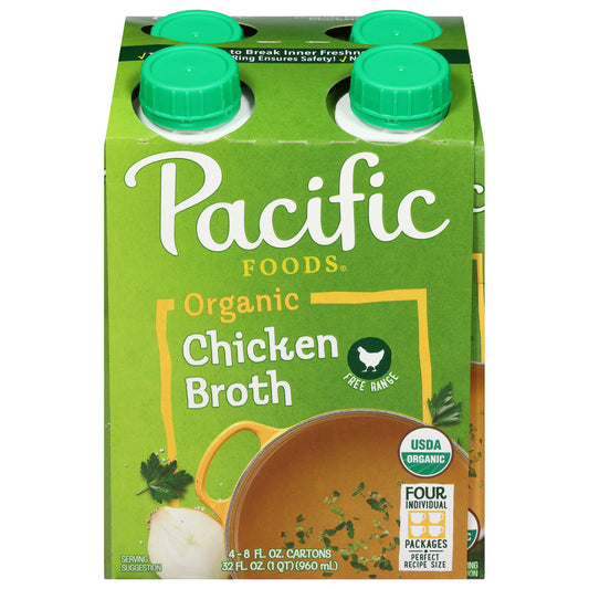 Pacific Foods Organic Chicken Broth 4 - 8 fl oz Cartons