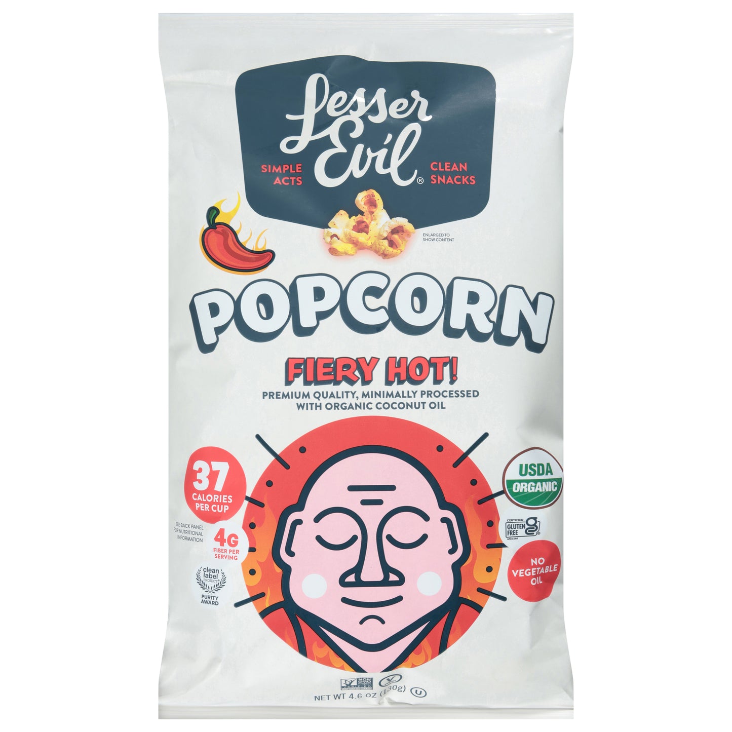 LesserEvil Fiery Hot! Popcorn 4.6 oz