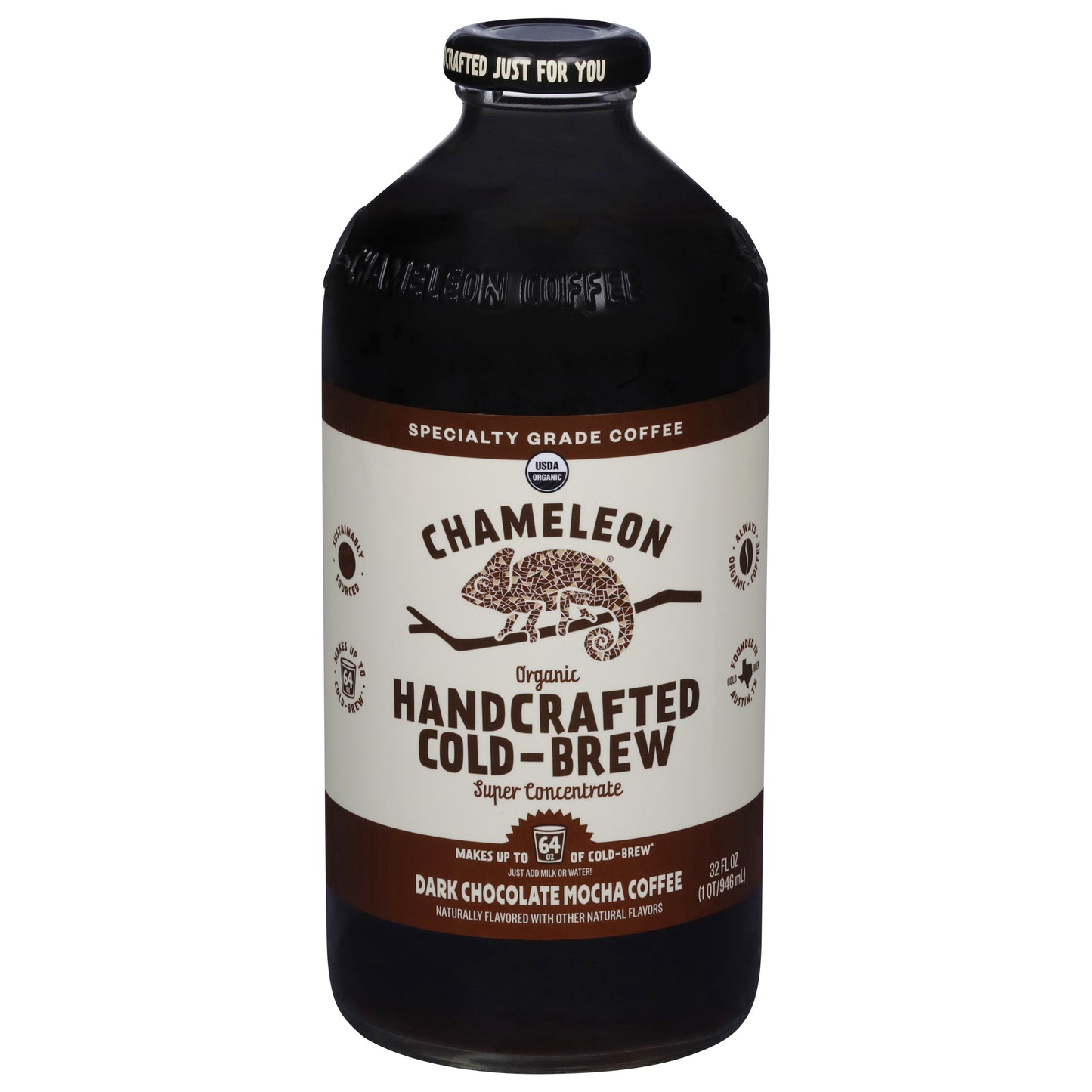 Chameleon Organic Handcrafted Cold-Brew Dark Chocolate Mocha Coffee 32 fl oz
