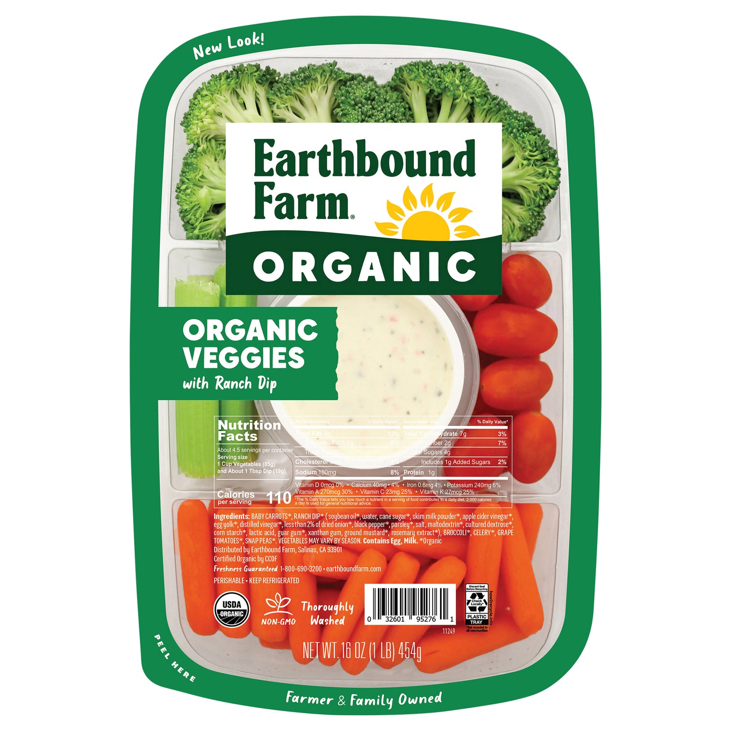 Earthbound Farm Organic Organic Veggies with Ranch Dip 16 oz