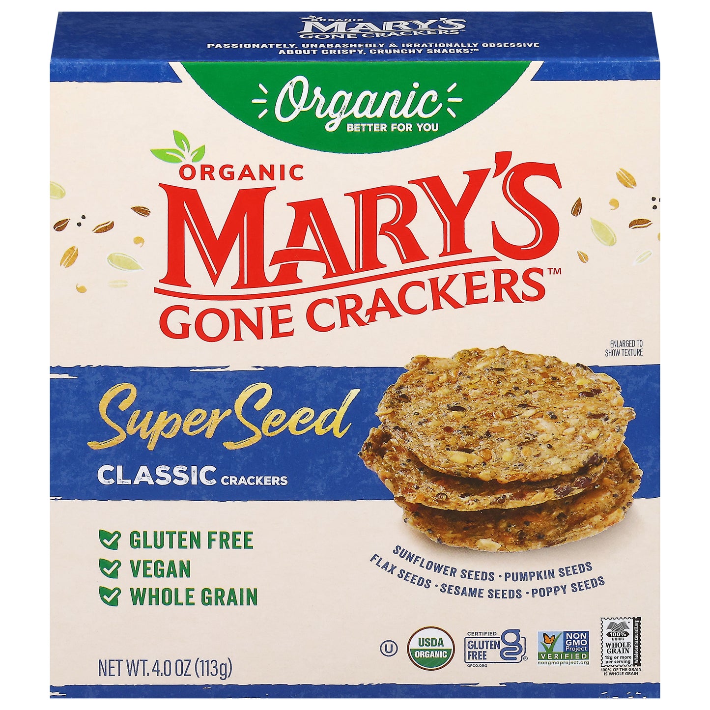 Mary's Gone Crackers Super Seed Classic Crackers 4.0 oz