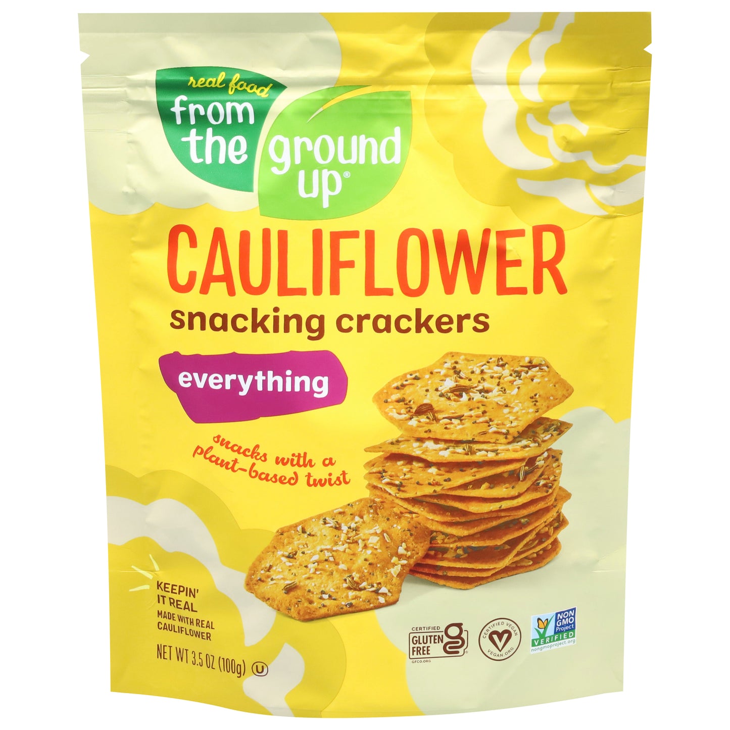 Real Food From the Ground Up Everything Cauliflower Everything Snacking Crackers 3.5 oz