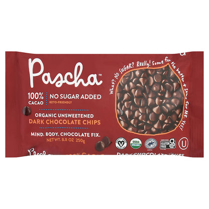 Pascha Organic Unsweetened Dark Chocolate Chips 8.8 oz
