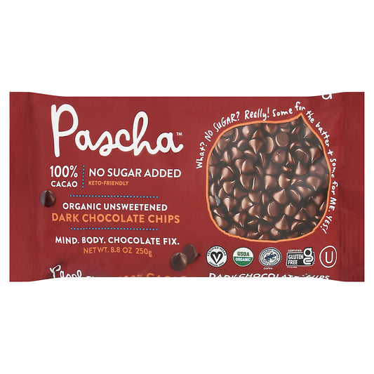 Pascha Organic Unsweetened Dark Chocolate Chips 8.8 oz
