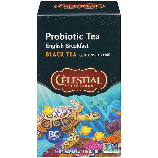 Celestial Seasonings Black Tea, English Breakfast, Probiotic, Tea Bags
