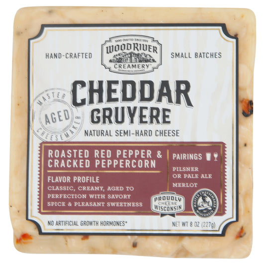 Wood River Creamery Gruyere Roasted Red Pepper & Cracked Peppercorn Cheese 8 oz