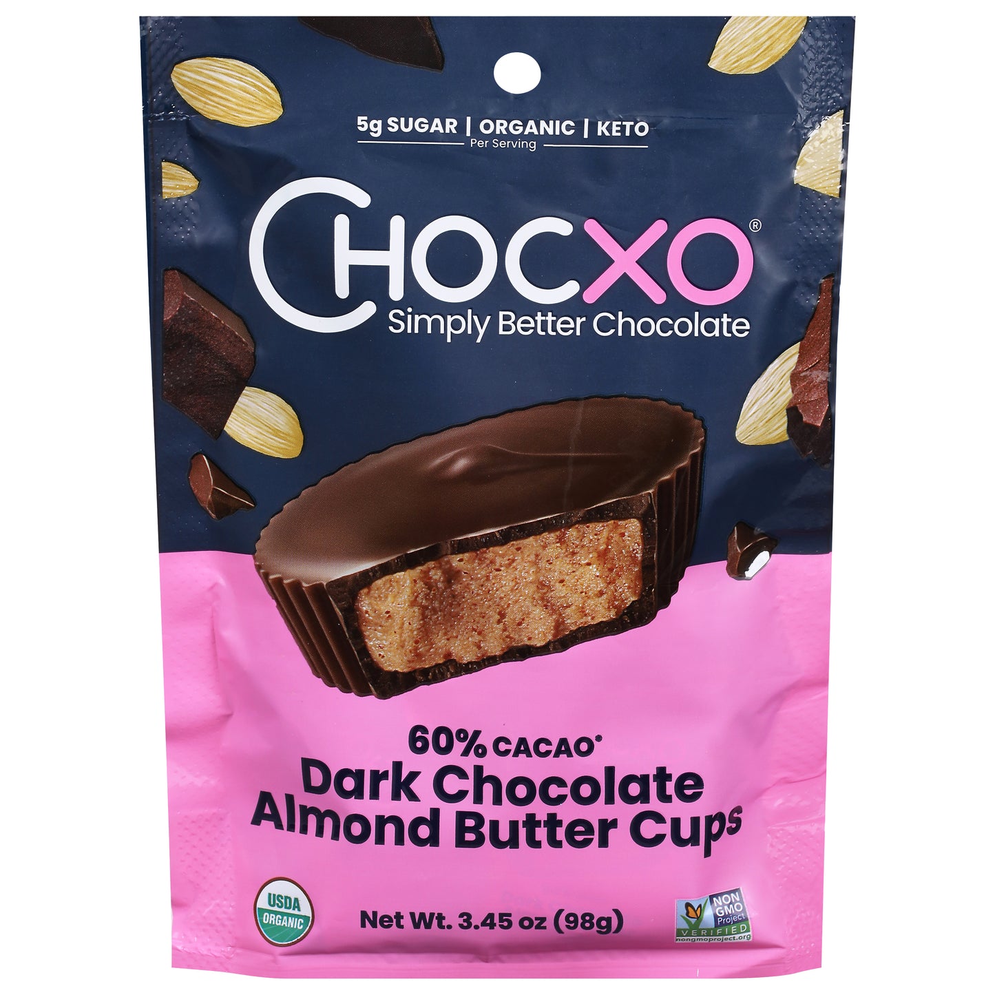 ChocXo Dark Chocolate Almond Butter Cups 3.45 oz