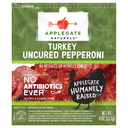 Applegate Natural Uncured Turkey Pepperoni Sliced, 4oz