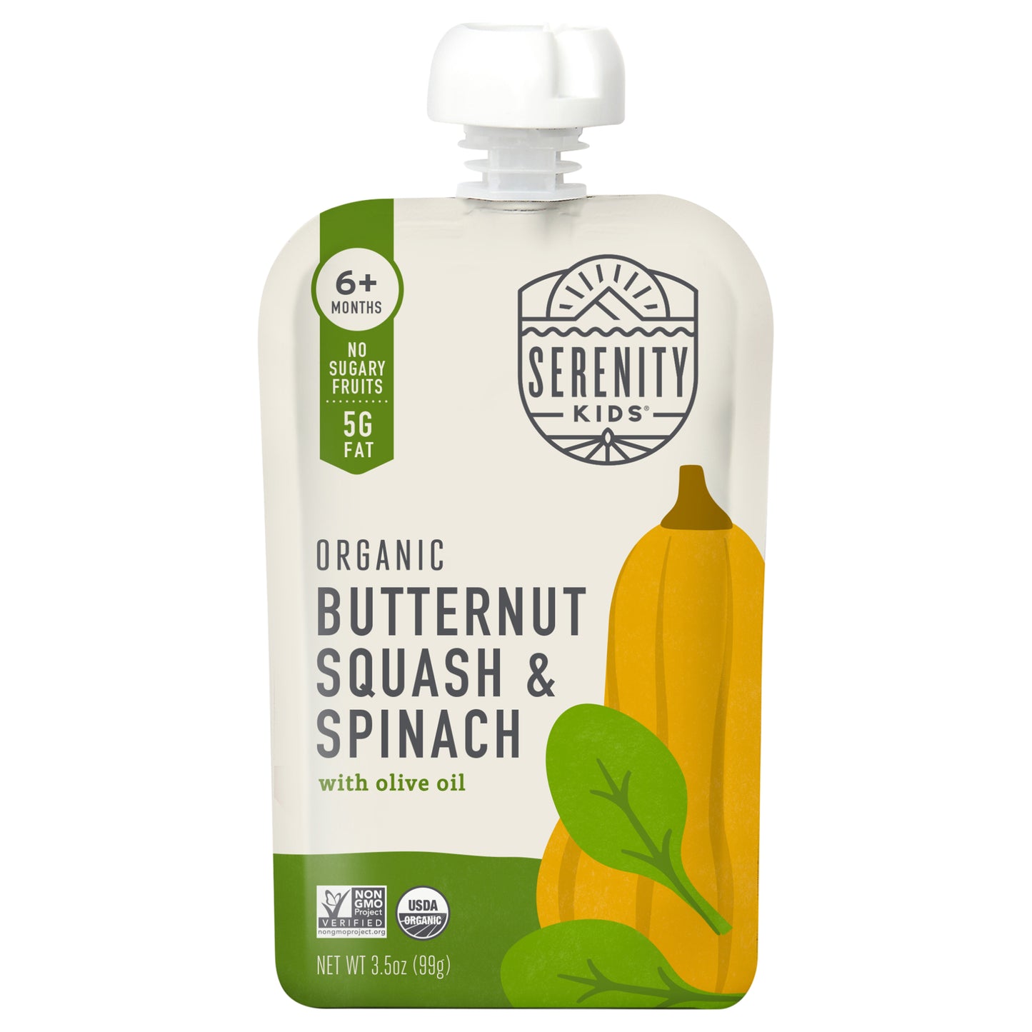 Serenity Kids Organic Butternut & Spinach with Organic Olive Oil Pouch, 3.5oz