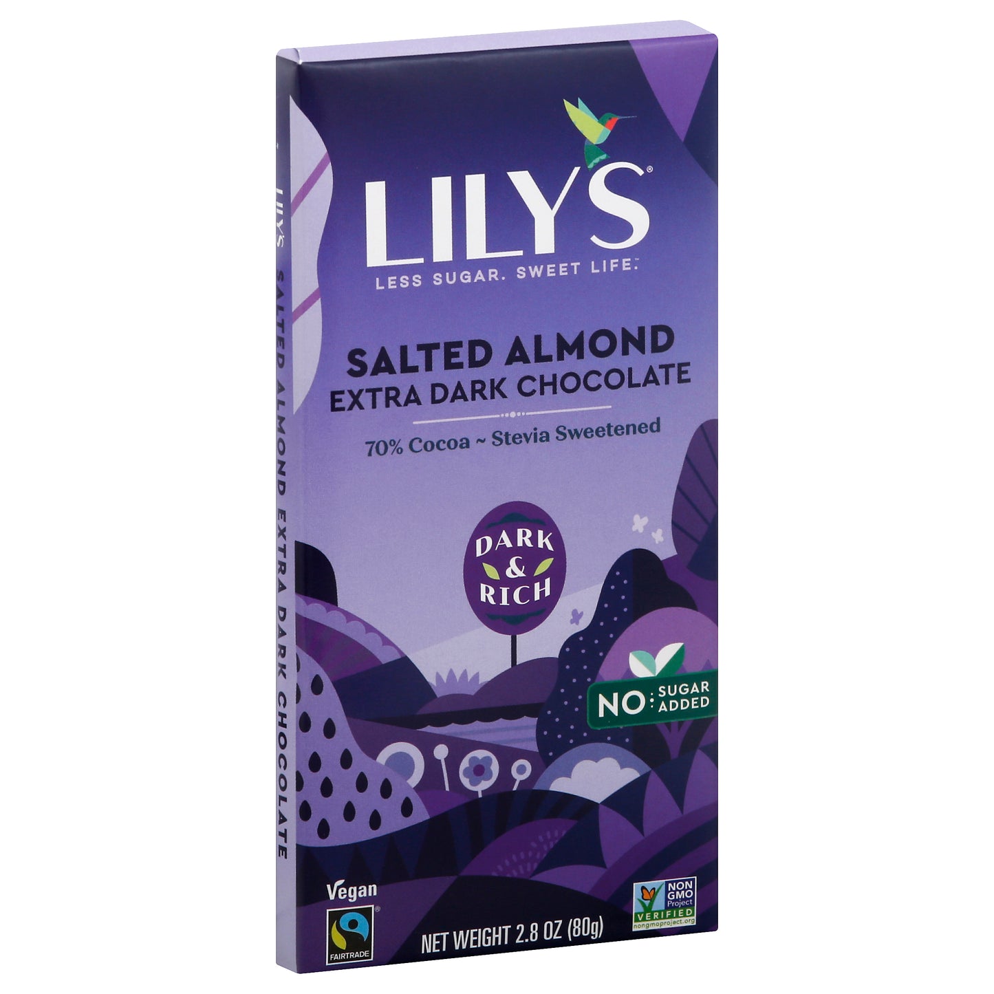 Lilys Extra Dark 70% Cocoa Salted Almond Chocolate 2.8 oz