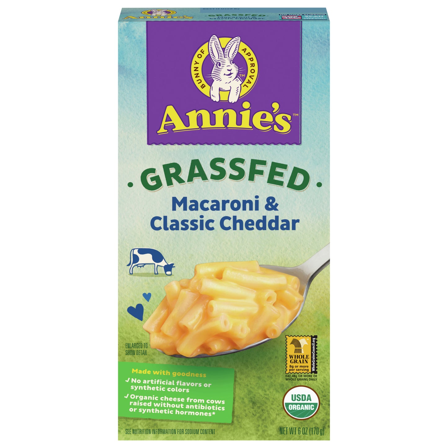 Annie's Organic Macaroni and Cheese, Classic Mild Cheddar, Grassfed, 6 oz