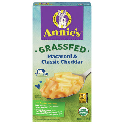 Annie's Organic Macaroni and Cheese, Classic Mild Cheddar, Grassfed, 6 oz