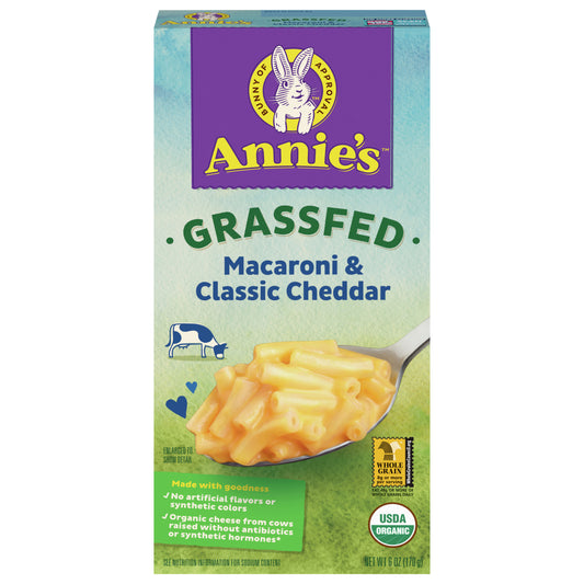 Annie's Organic Macaroni and Cheese, Classic Mild Cheddar, Grassfed, 6 oz