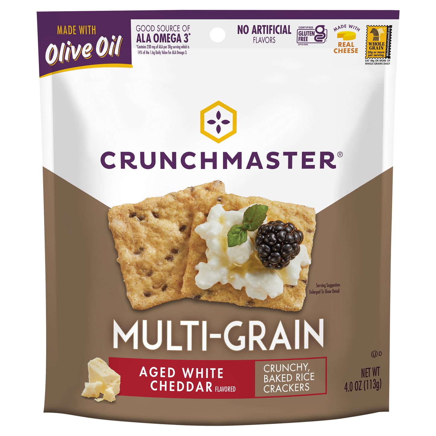 Crunchmaster Multi-Grain Aged White Cheddar Flavored Crackers 4.0 oz
