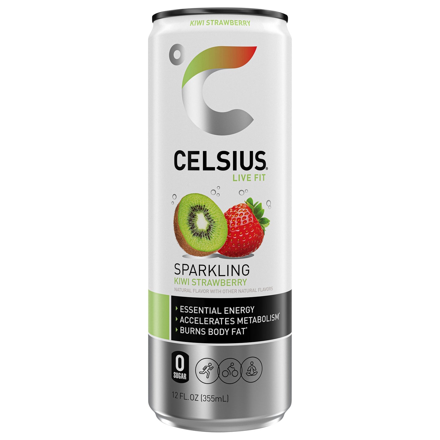 Celsius Live Fit Zero Sugar Energy Drink Sparkling Kiwi Strawberry 12 Fl Oz