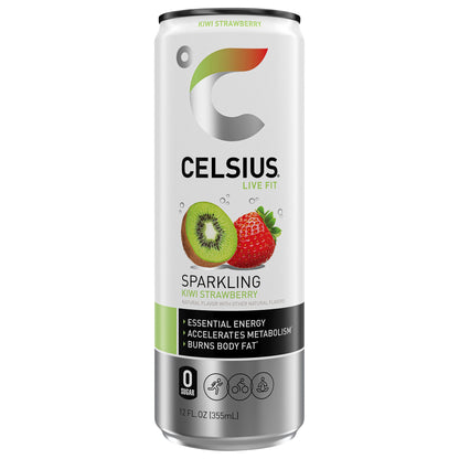 Celsius Live Fit Zero Sugar Energy Drink Sparkling Kiwi Strawberry 12 Fl Oz