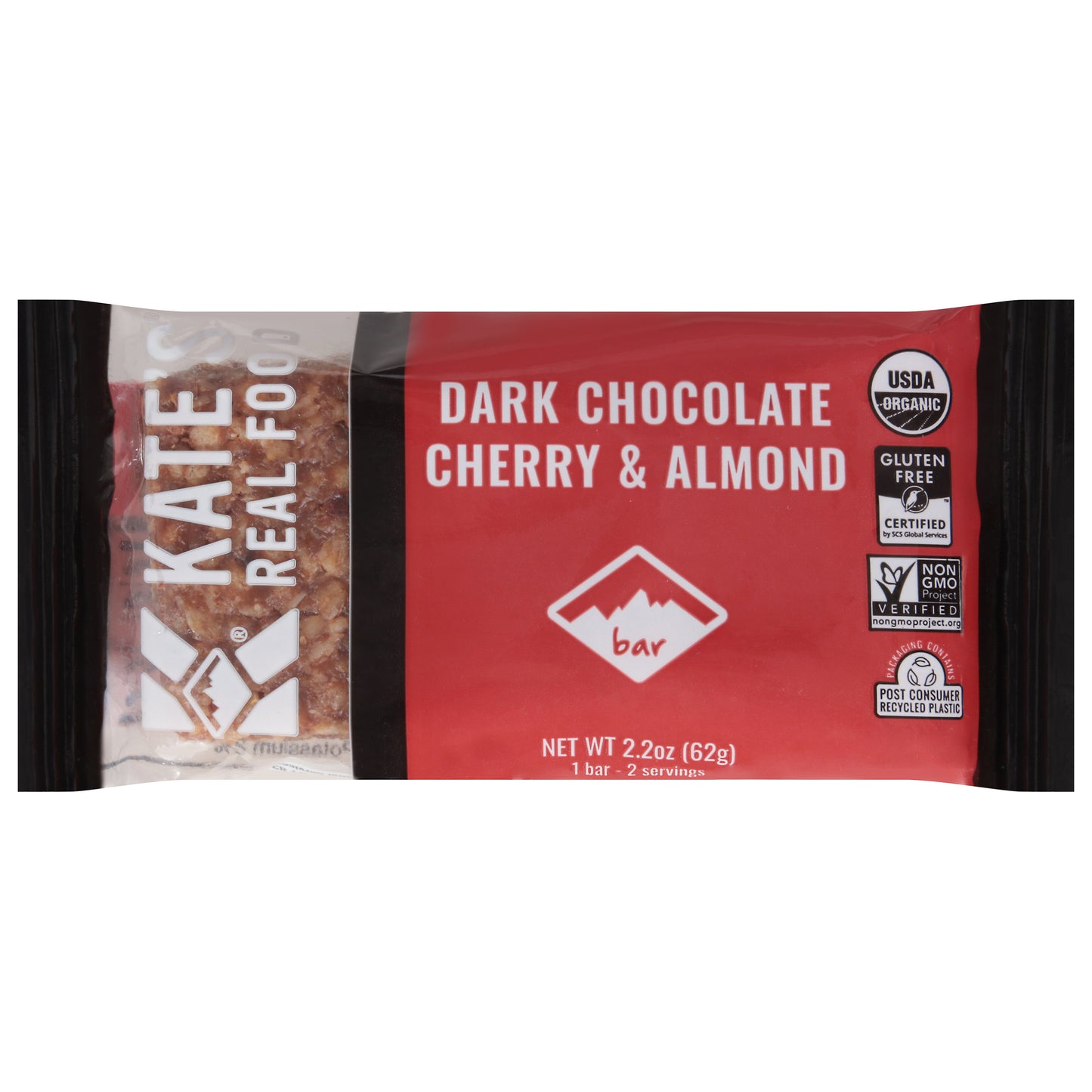 Kate's Real Food Gluten Free Dark Chocolate Cherry & Almond Bar 2.2 oz