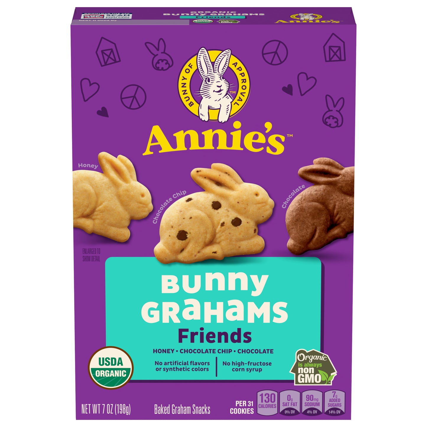 Annie's Friends Organic Bunny Graham Snacks, Chocolate Chip, Chocolate, and Honey, 7 oz