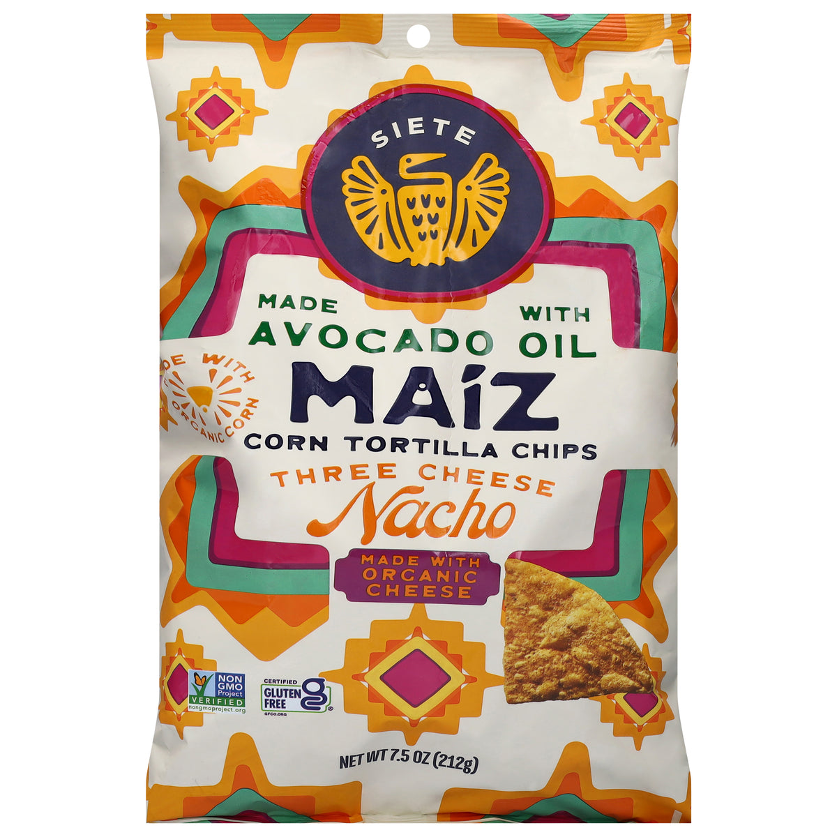 Siete Maiz Three Cheese Nacho Corn Tortilla Chips 7.5 oz
