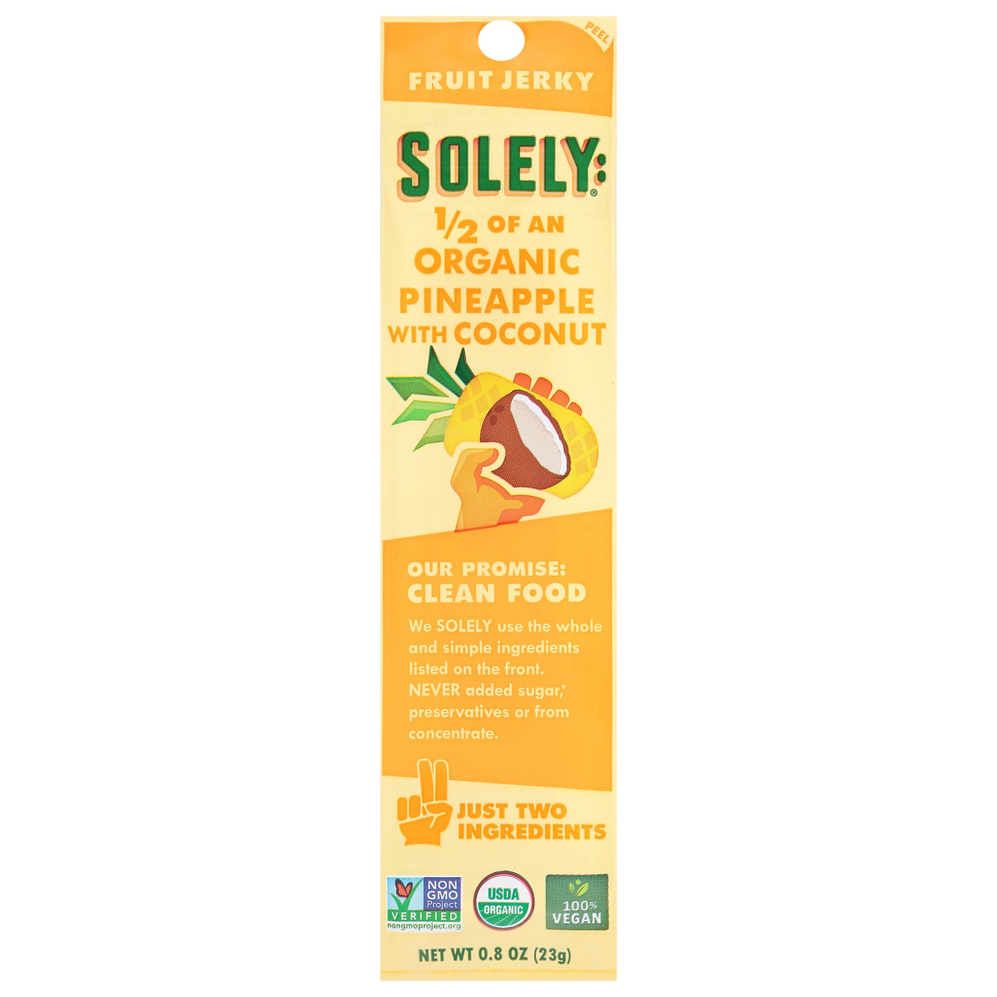 Solely Organic Pineapple with Coconut Fruit Jerky 0.8 oz