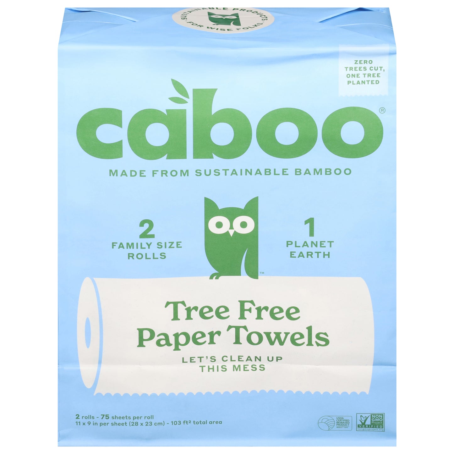 Caboo Tree Free Paper Towels Family Size 2 - 75 Pack