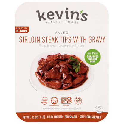 Kevin's Natural Foods Paleo Sirloin Steak Tips with Gravy 16 oz