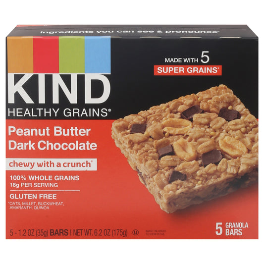 Kind Healthy Grains Peanut Butter Dark Chocolate Granola Bars 5 - 1.2 oz Bars