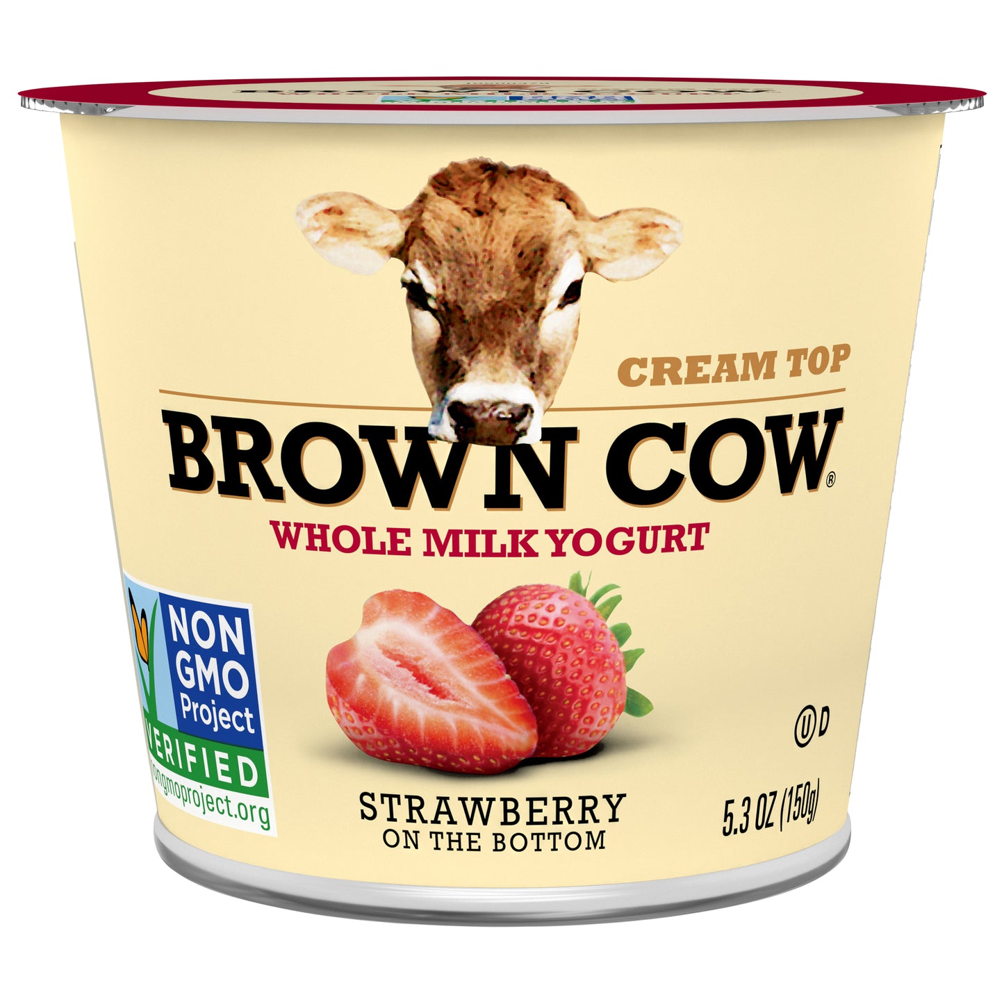 Brown Cow Cream Top Strawberry on the Bottom Whole Milk Yogurt 5.3 oz