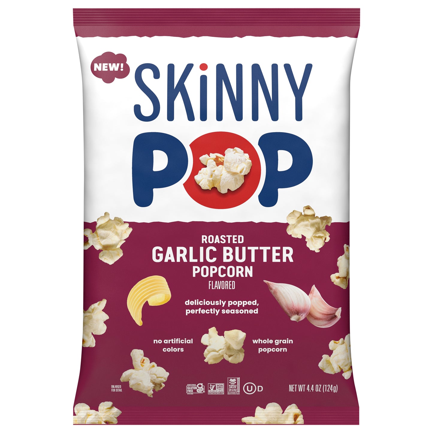 SkinnyPop Roasted Garlic Butter Flavored Gluten Free Popcorn, 4.4 oz Bag
