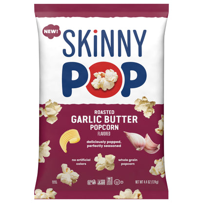 SkinnyPop Roasted Garlic Butter Flavored Gluten Free Popcorn, 4.4 oz Bag