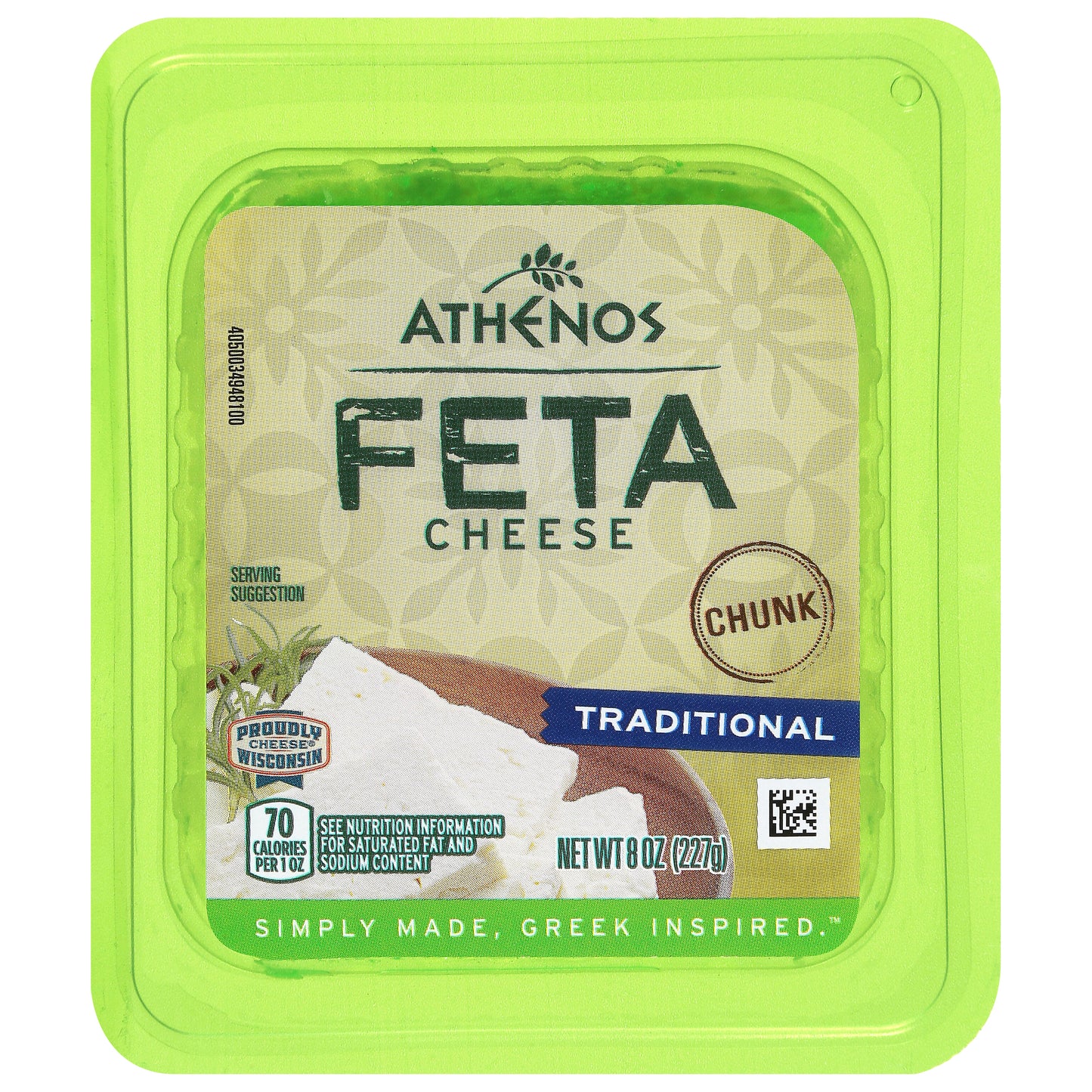 Athenos Chunk Feta Traditional Cheese 8 oz