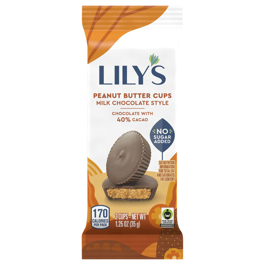 LILY'S Milk Chocolate Style Peanut Butter Cups No Sugar Added, Sweets Pack, 1.25 oz