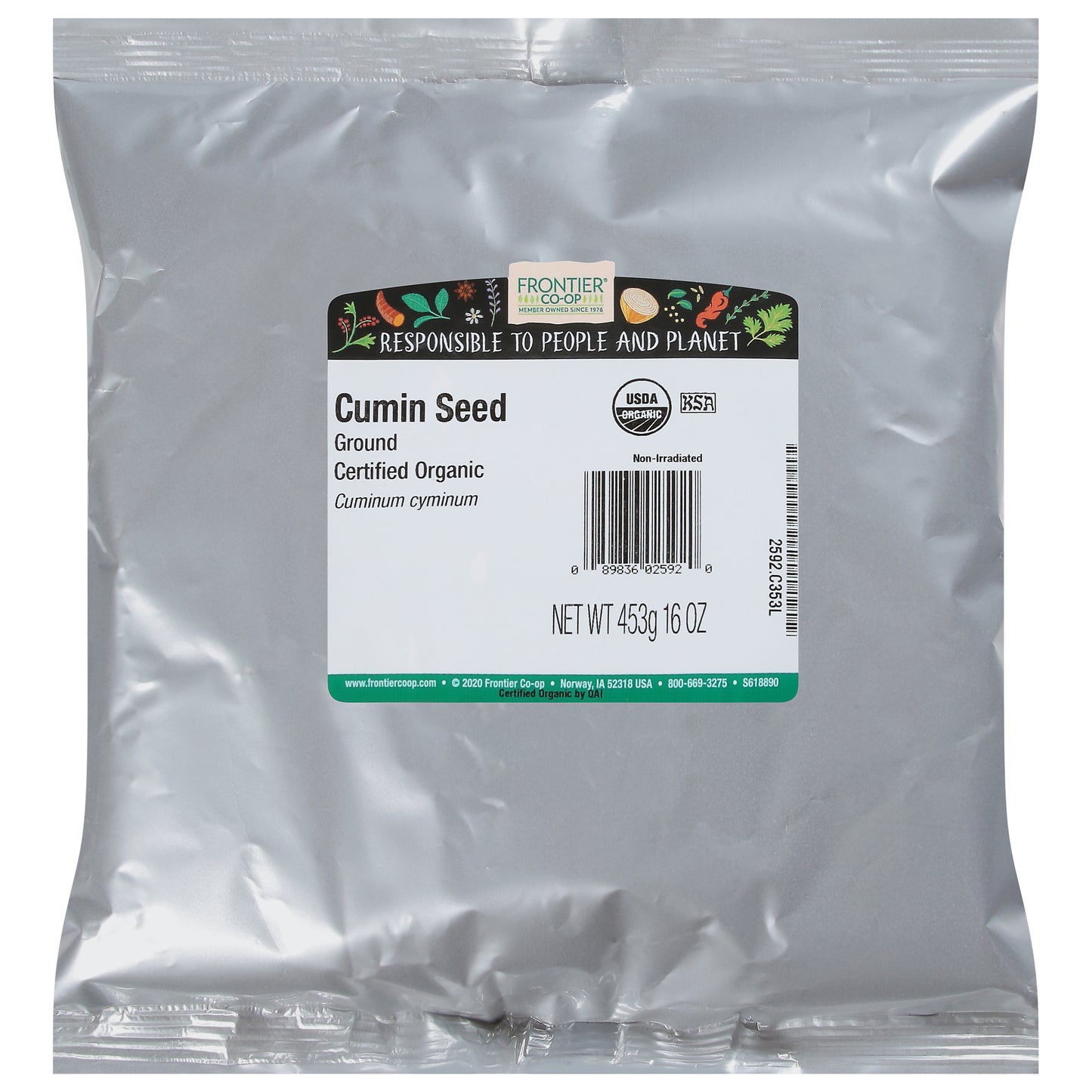 Frontier Co-op Ground Cumin Seed 16 oz - Certified Organic