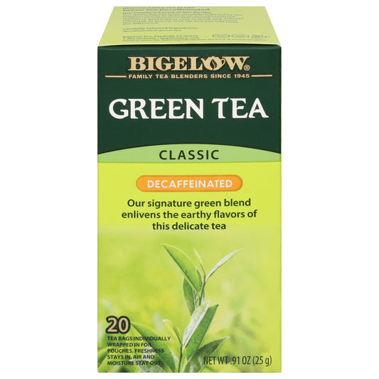 Bigelow Classic Green Tea Decaffeinated, Tea Bags, 20 Ct