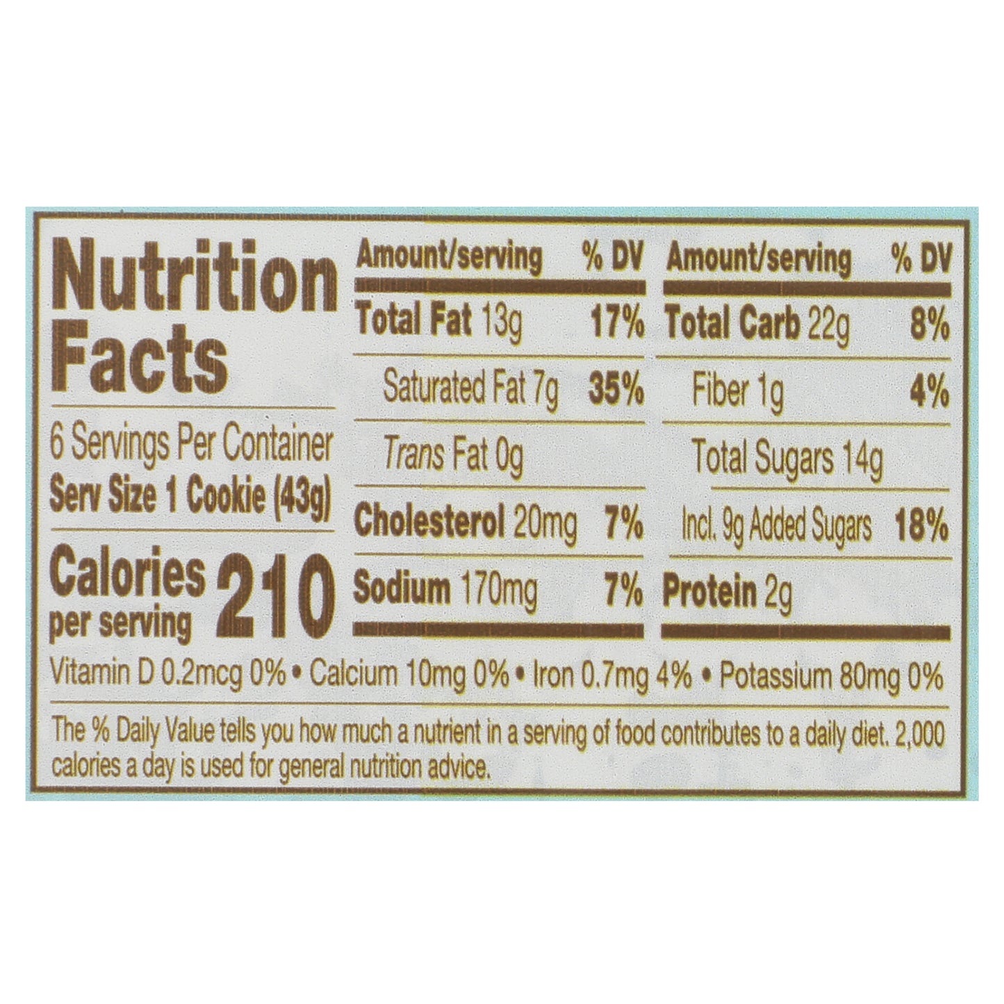 Brown Butter Chocolate Chip Cookies 6CT Tray