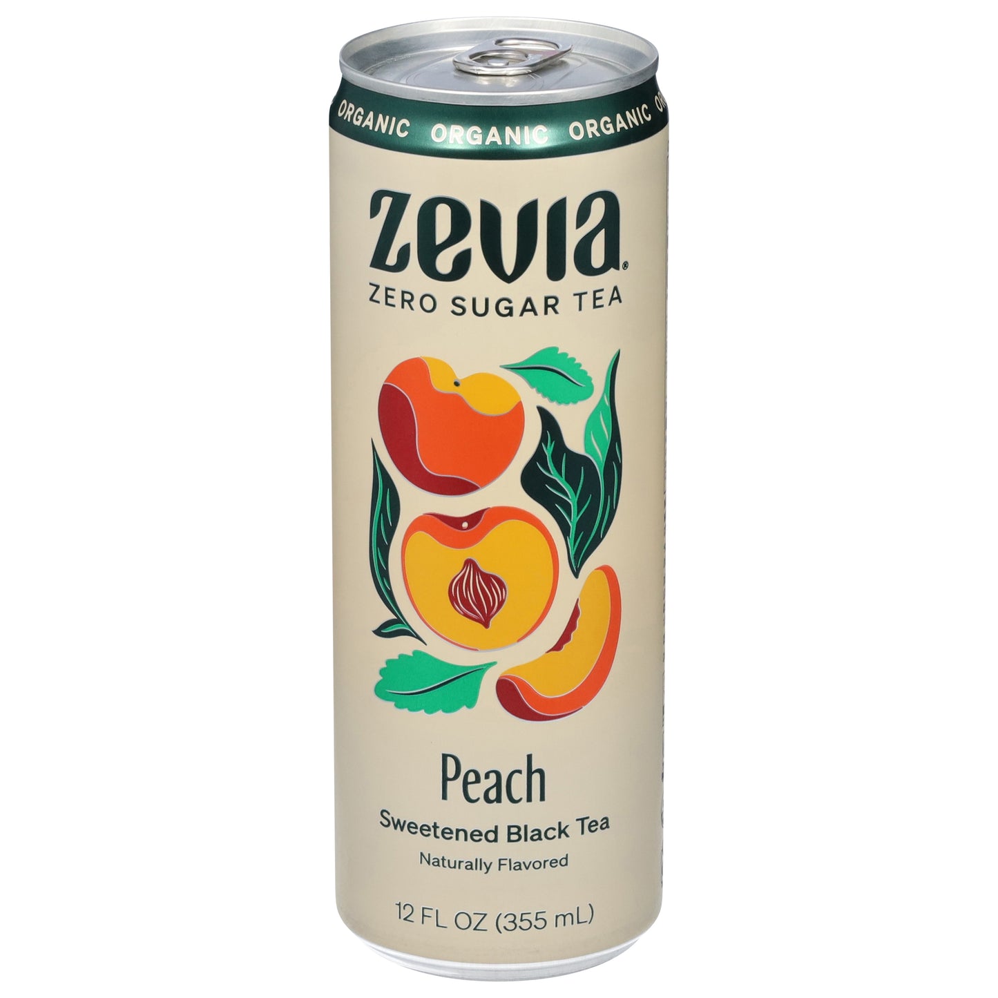 Zevia Sweetened Organic Peach Black Tea 12 fl oz