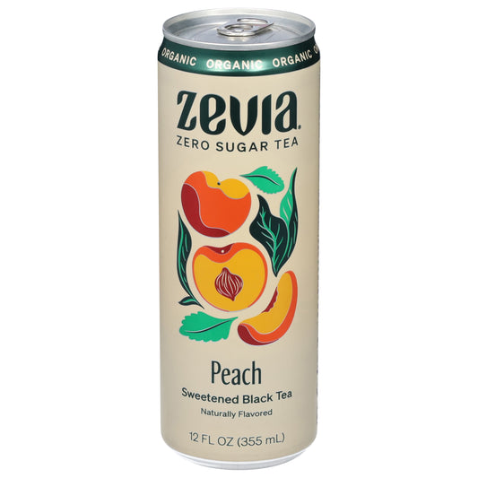 Zevia Sweetened Organic Peach Black Tea 12 fl oz