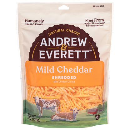 Andrew & Everett Shredded Natural Mild Cheddar Cheese 6 oz