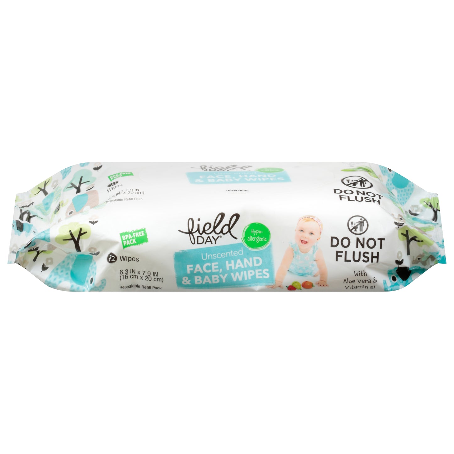 Field Day Unscented Face, Hand & Baby Wipes 72 ea