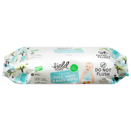 Field Day Unscented Face, Hand & Baby Wipes 72 ea