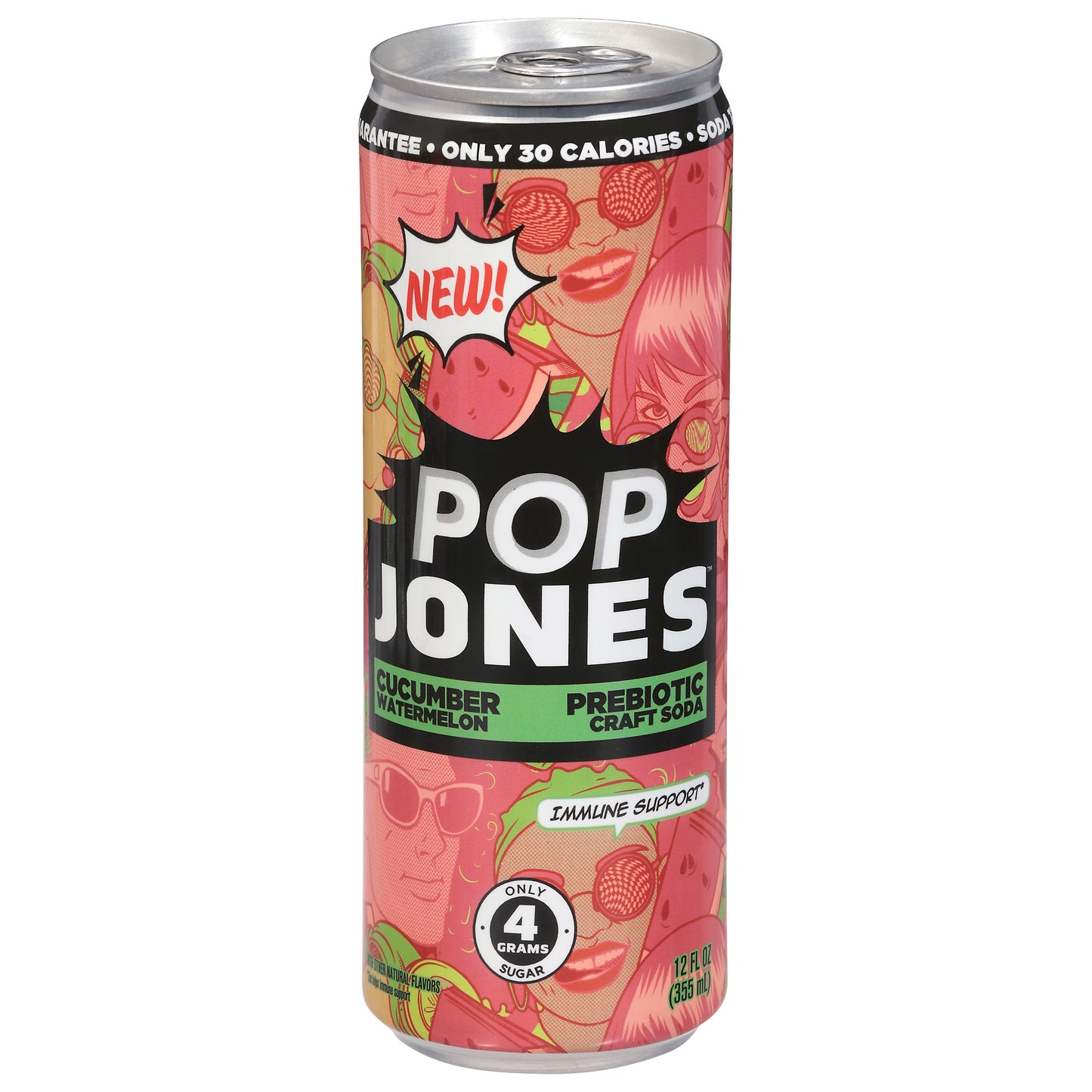 Pop Jones Cucumber Watermelon Prebiotic Craft Soda 12 fl oz