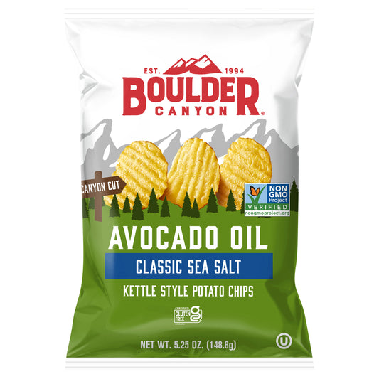 Boulder Canyon Avocado Oil Classic Sea Salt Canyon Cut Kettle Style Potato Chips 5.25 oz