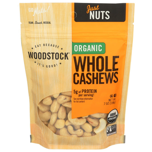 Woodstock Organic Whole Cashews Unsalted, 7 oz