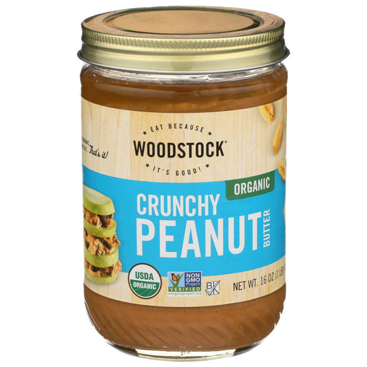 Woodstock Crunchy Peanut Butter Organic, 16 oz