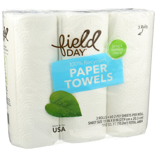 Field Day 2 Ply White Paper Towels 3 roll